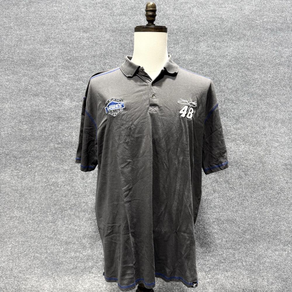 Team Lowe's Racing Polo Shirt Mens XL Gray NASCAR Auto Racing Chase Johnson 48